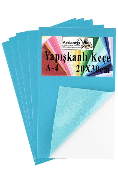Yapışkanlı Keçe A4 20X30 cm 5 li 1 Paket 2.0 mm Kendinden Yapışkanlı Renkli Hobi Keçesi Elişi Keçe Kumaşı Anasınıfı Kreş ürün görseli 1