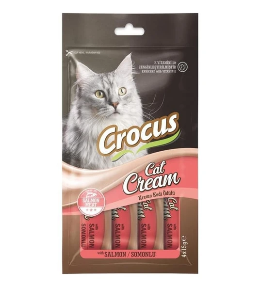 Crocus Somonlu Sıvı Kedi Ödül Maması 15 gr x 4 Adet ürün görseli 1