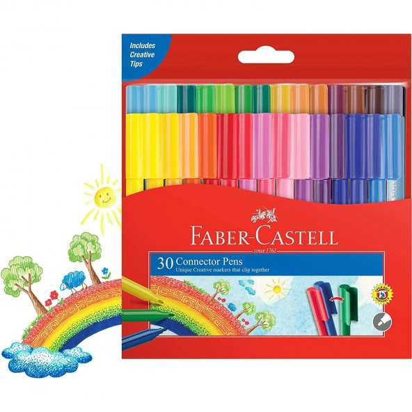 Keçeli Kalem 30 lu Eğlenceli Yaratıcı Set Faber Castell 30 Renk Eğlenceli Keçeli Kalem Seti ürün görseli 1