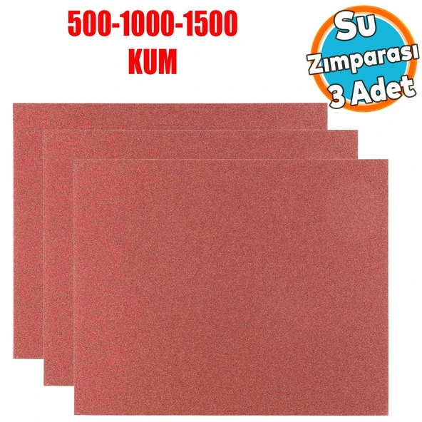Araç Otomotiv Far Temizleme Parlatma İnce Kalın Su Zımpara Seti Kağıt 500-1000-1500 Kum (3 Adet) ürün görseli 1