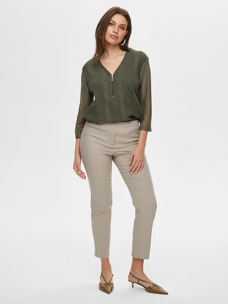 Faik Sönmez Minimalist Kadın Pantolon - Midi Boy, Regular Fit, Günlük & İş ürün görseli 1