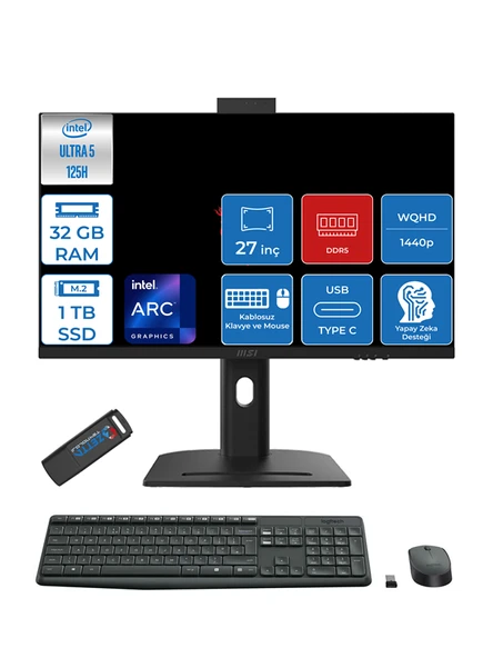 Msı Modern Aı Intel Core Ultra 5 125H 32GB Ddr5 1tb SSD Intel® Arc™ Graphics Freedos 27" 2k Wqhd Taşınabilir Bilgisayar AM273QPF10 + Zettausbbellek ürün görseli 1