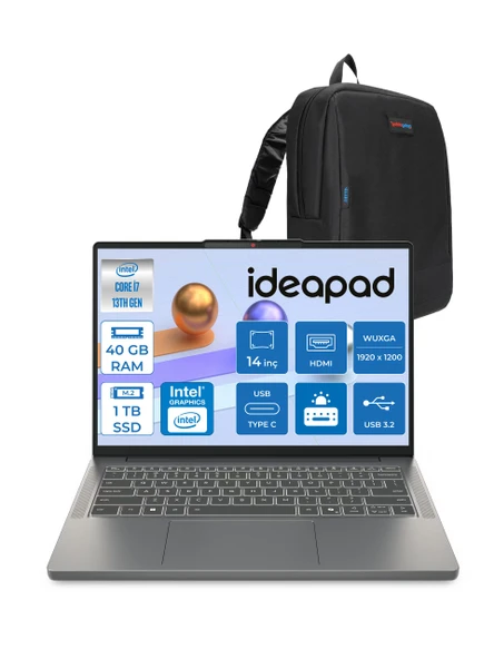 Lenovo Ideapad Slim 3 14IRH10 Intel Core I7 13620H 40GB 1tb SSD Freedos 14" Wuxga (1920X1200) IPS 300NITS Taşınabilir Bilgisayar 83K0002ATRF08 + Zetta Çanta ürün görseli 1