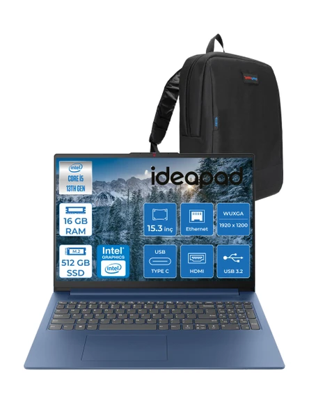 Lenovo Ideapad Slim 3 15IRH10 Intel Core I5 13420H 16GB 512GB SSD Freedos 15.3" Wuxga (1920X1200) IPS 300NITS Taşınabilir Bilgisayar 83K10062TRF01 + Zetta Çanta ürün görseli 1