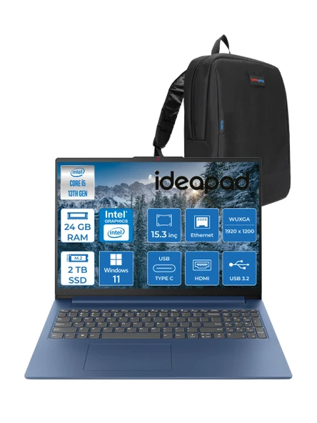 Lenovo Ideapad Slim 3 15IRH10 Intel Core I5 13420H 24GB 1tb SSD + 1tb SSD Windows 11 Pro 15.3" Wuxga (1920X1200) IPS 300NITS Taşınabilir Bilgisayar 83K10062TRP06 + Zetta Çanta ürün görseli 1