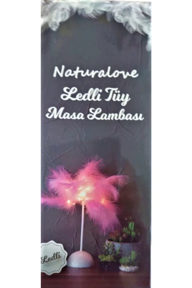 Naturalove  Ledli Tüy Masa Lambası Pembe  (Teşhir) ürün görseli 1