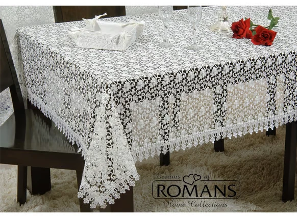 Romans Güpürlü Masa Örtüsü-krem (160x230) - Resim 2
