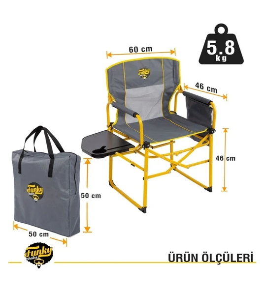 Extra Katlanabilir XL Kamp Koltuğu-Sarı - Resim 8