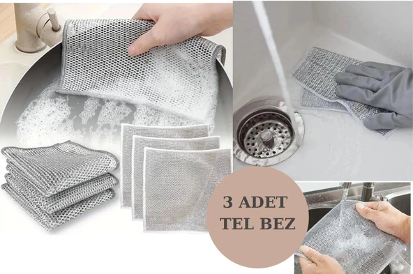 Evdi Çift Taraflı Tel Bez 3 Lü (20x20cn) - Resim 3