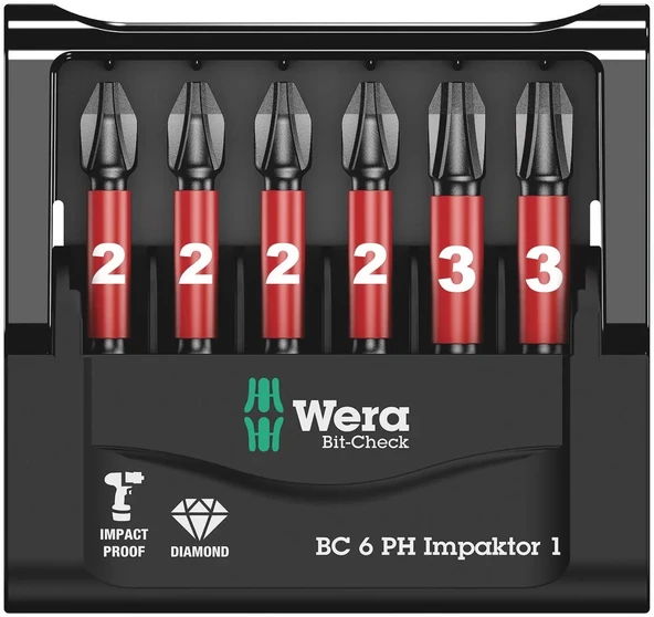 Wera Bit-Check 6 PH Impaktor 1  Profesyonel Matkap Vidalama Tornavida bits Uçları - Resim 2