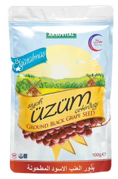 Aksuvital Öğütülmüş Siyah Üzüm Çekirdeği 100 gr DYPCK ürün görseli 1