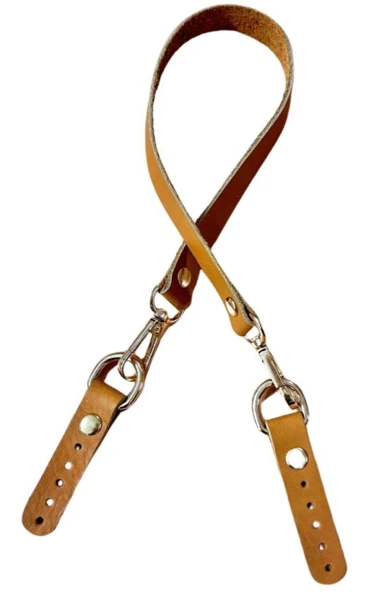 Çanta Aksesuar 60x1.5 cm Gerçek Deri Açık Taba Renk Çanta Sapı Light Gold Metalli ürün görseli 1
