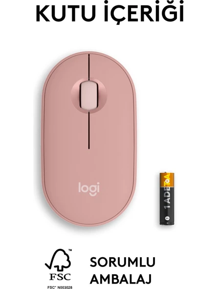 Logitech Pebble 2 M350S 910-007014 Pembe Sessiz Optik Kablosuz Mouse - Resim 6
