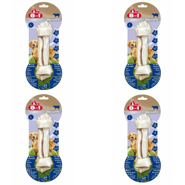 8in1 Delights Bones Biftekli Köpekler İçin Ağız Bakım Kemiği Large X 4 ADET ürün görseli 1