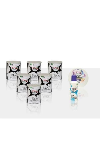 JOYWAX Joy Wax 6 Adet Konserve Sir Agda Black 800ml 80mt Ağda Bezi 125ml Yağ ürün görseli 1