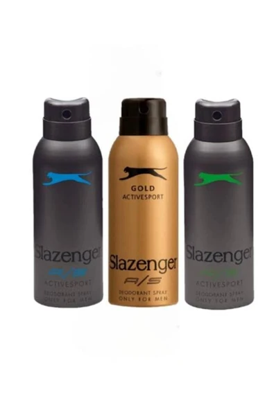 SLAZENGER Active Sport Gold Yeşil Mavi Deodorant 3x 150ml Set ürün görseli 1