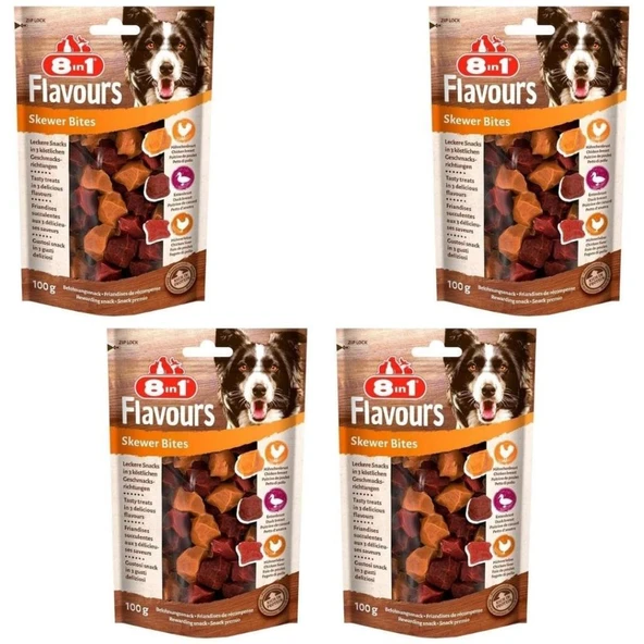 8in1 Flavours Skewer Bites Tavuk ve Ördek Göğsü Köpek Ödülü 100 Gr x 4 Adet ürün görseli 1