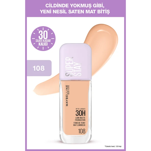 Maybelline New York Super Stay Lumi Matte Fondöten - 108 ürün görseli 1