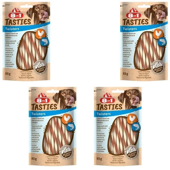 8in1 Tasties Twisters Tavuklu Balıklı Burgu Köpek Ödülü 85 Gr X 4 ADET ürün görseli 1