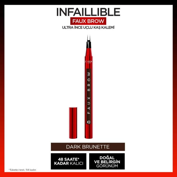 L'Oréal Paris Infaillible Faux Brow Ultra İnce Uçlu Kaş Kalemi - Dark Brunette ürün görseli 1