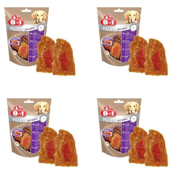 8in1 Poch Fillets Pro Active Glikozamin Katkılı Köpek Ödülü 80Gr X 4 Adet ürün görseli 1