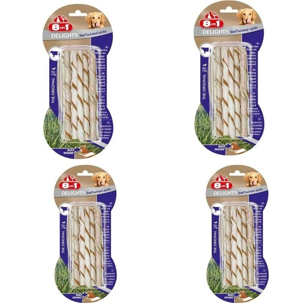 8in1 Delights Bones Biftekli Köpekler İçin Twested Sticks 10'lu X 4 Adet ürün görseli 1
