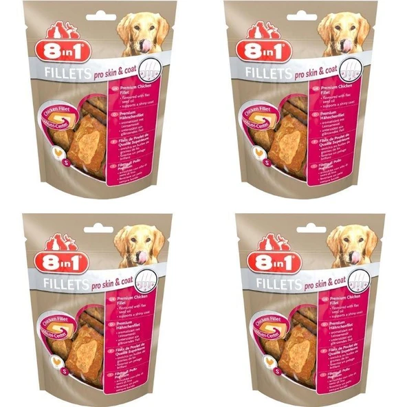8in1 Fillets Pro Skin ve Coat Keten Tohuğumu Yağı Aromalı Köpek Ödülü 80 gr X 4 Adet ürün görseli 1