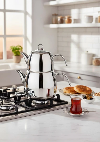 Regno Çaydanlık Seti - 304 Paslanmaz Çelik Çaydanlık Takımı - 4.5+2.5 L ürün görseli 1