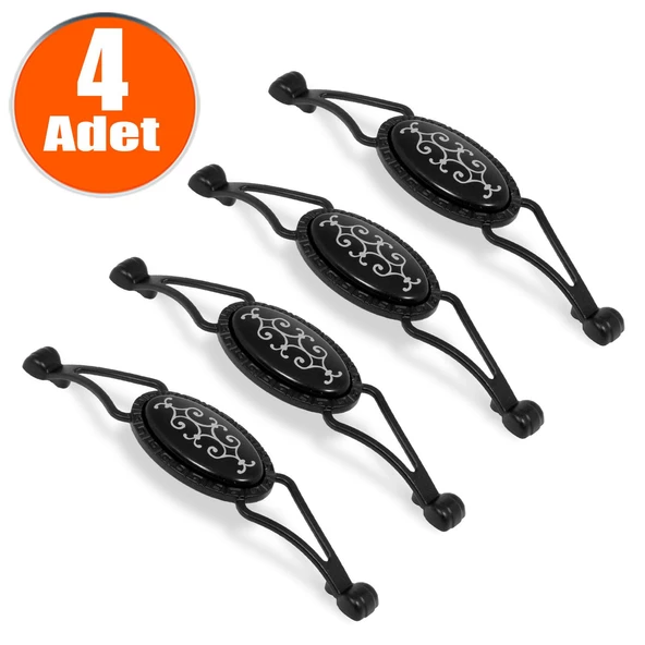 Seçil Çekmece Dolap Dolabı Kulpu Kulbu Siyah Metal Kulpları (128 MM-12.8 CM) (4 ADET) Mobilya Mutfak ürün görseli 1