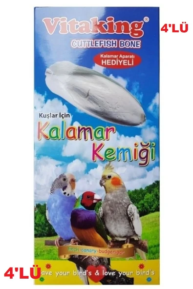 Hs Tarım Vitaking Kalamar Kemiği 4'lü Box Kuşlar İçin Kafes Aparatı Hediyeli ürün görseli 1