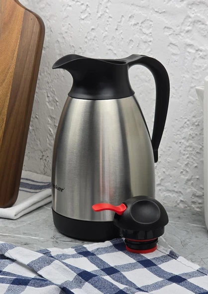 Çelik İçecek Termos - Çift Katlı Çay Termosu - 1.5 Litre - Resim 2