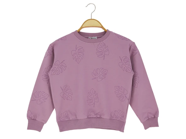 Kız Çocuk Sweatshirt Yaprak Baskılı ürün görseli 1