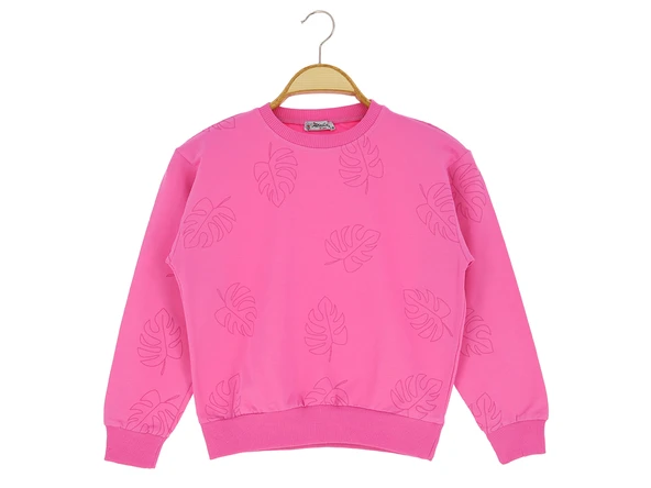 Kız Çocuk Sweatshirt Yaprak Baskılı - Resim 2