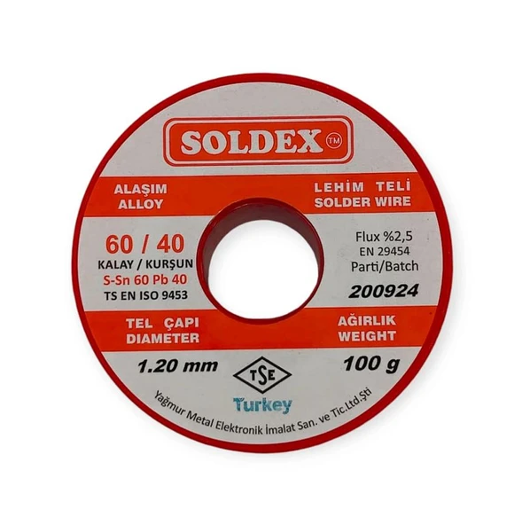 SOLDEX 1.2 MM 100 GR. LEHİM TELİ SN60 PB40 ürün görseli 1