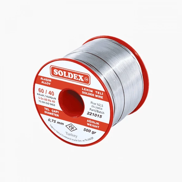 SOLDEX 0.75 MM 500 GR. LEHİM TELİ SN60 PB40 ürün görseli 1