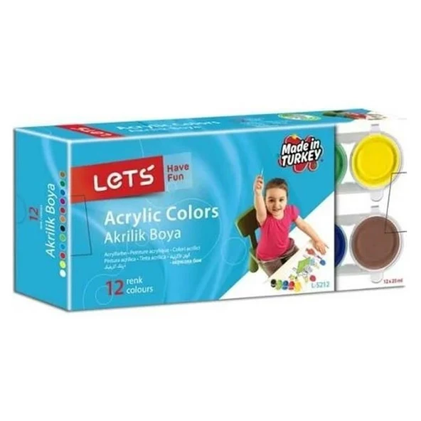LETS AKRILIK BOYA 25 MG. 12 RENK L-5212 ürün görseli 1