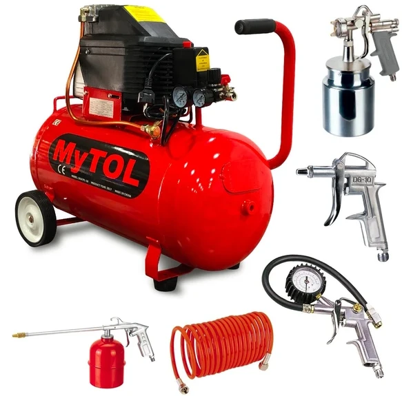 MYTOL 50 Litre Hava Kompresörü 2 Hp 8 Bar ve 5Li Havalı Set ürün görseli 1