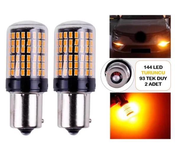 2 Adet 144 Led Turuncu Renk 93 Tip Tek Duy Stop Ampulü ürün görseli 1