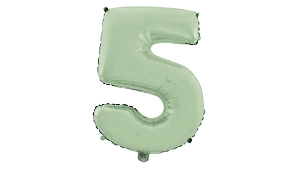 5 Rakam Mat Mint Yeşili Folyo Balon 26 inç 66 cm ürün görseli 1