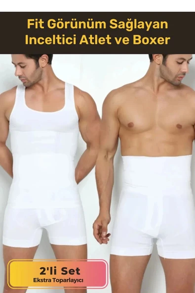 Özel Üretim Fit Görünüm Sağlayan Inceltici Rahat Atlet Ve Boxer Inceltici Erkek Korse 2'li Set ürün görseli 1
