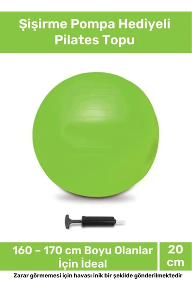 Deluxe Serisi Dayanıklı Yüksek Kalite Mini Gymball 20 cm Yeşil Pilates Topu Şişirme Pompa ürün görseli 1