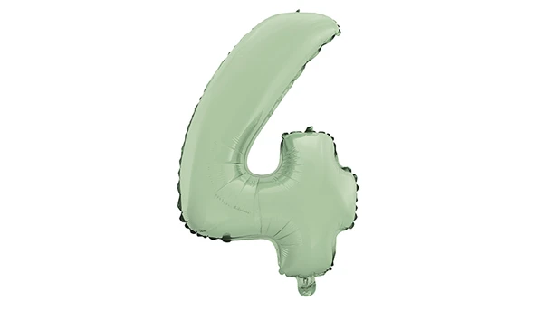 4 Rakam Mat Mint Yeşili Folyo Balon 26 inç 66 cm ürün görseli 1