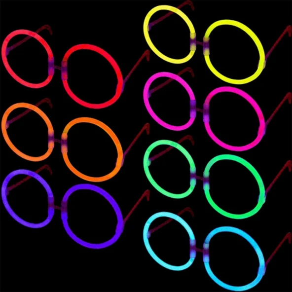 Glow Stick Yuvarlak Gözlük - Glow Partisi Gözlükleri - Glow Stick Gözlük 12 Adet ürün görseli 1