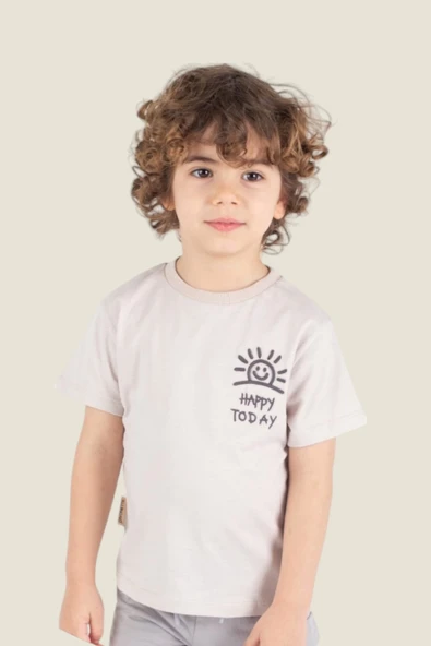 Bej Güneş İşlemeli Erkek Çocuk T-Shirt ( 2-5 Yaş ) ürün görseli 1