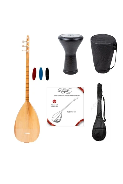 Kısa Sap Baglama - Siyah Mısır Darbuka - Kılıf - Tel Takım Kargo Fiyat Avantajı ürün görseli 1