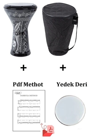 Erzincan İşlemeli Mısır Darbuka - Yedek Deri- Darbuka Metot Kitapçığı Pdf ürün görseli 1