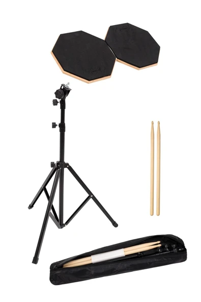 Bateri Davul Drum Pratik Çalışma Pedi ve Standlı Full Setup - Resim 4