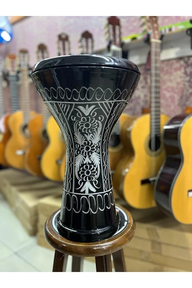 Döküm Erzincan Işlemeli Darbuka/çömlek - Siyah Kod 3029s ürün görseli 1