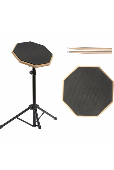Bateri Davul Drum Pratik Çalışma Pedi ve Standlı Full Setup - Resim 7
