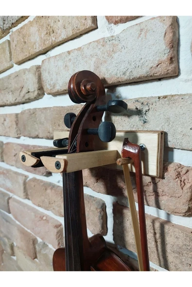 Dekoratif Keman Duvar Askısı Standı Aparatı Ahşap Natural Tasarım ürün görseli 1